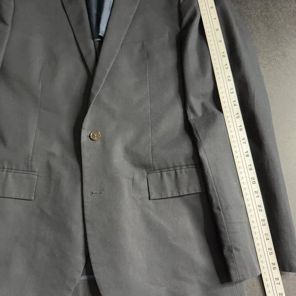 J Crew‎ Thompson 42L Blazer Sport Coat Mens Solid Black Cotton